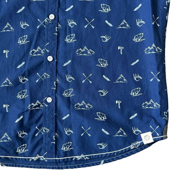 Free Planet Shirt Men's Size S Button Up Cotton Blend‎ Short Sleeve Navy - Picture 4 of 7